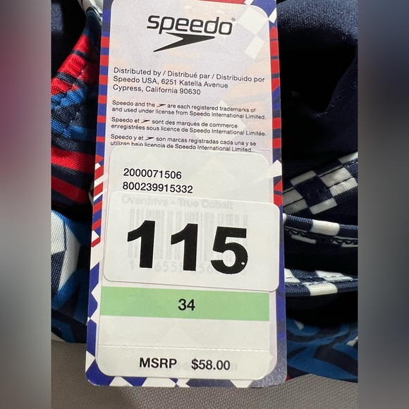 Speedo olympic Overdrive proLT Double X Back blue Red Star Swimsuit size‎ 34 M/L - Picture 9 of 11